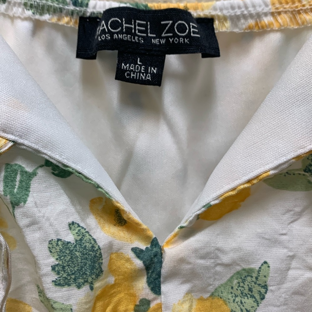RACHEL ZOE Flutter Sleeve Tie Front Yellow Floral Maxi Dress Size Large - Picture 6 of 13
